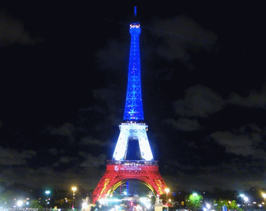Paris éternelle - Tour Eiffel - France -Tour Eiffel illuminée en bleu - blanc - couleurs du drapeau de la France